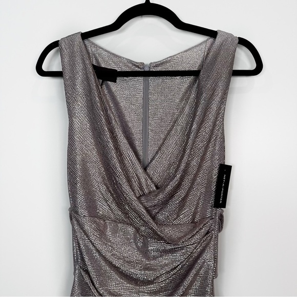NEW Talbot Runhof Metallic Sheen Sleeveless Dress Gown in Misty Lilac Size 8 - Picture 5 of 16